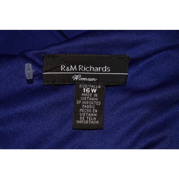 R&M‎ RICHARDS NEW $139 Blue Off-Shoulder Ruched Maxi Dress Rhinestone Straps 16W - Picture 3 of 3